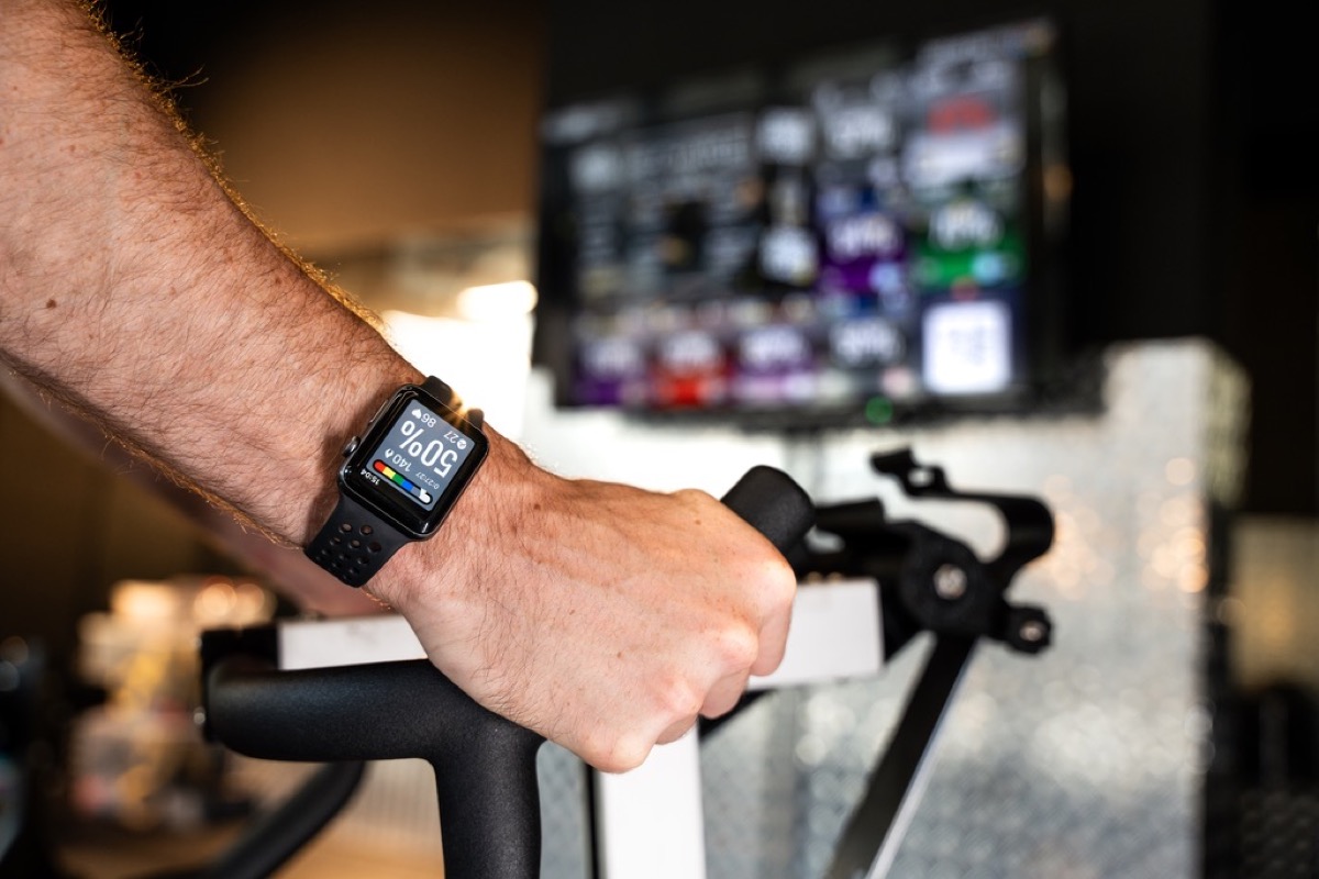 A Loggerhead member viewing a live Myzone effort percentage on a smartwatch