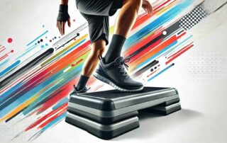 person stepping up on step class platform